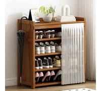 Nizer Meuble à chaussures étroit avec housse anti-poussière pour rangement de chaussures, sacs et livres Blanc 70 x 79 cm