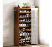 Nizer Meuble à chaussures fin avec couvercle anti-poussière et peu encombrant pour chaussures, sacs et livres Blanc 50 x 150 cm