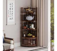 Nizer Meuble de rangement d'angle avec profil incurvé, économiseur d'espace pour le salon, petite table buffet pour armoires anciennes et en porcelaine (129 cm)