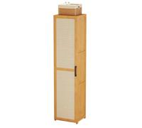 Nizer Meuble de rangement haut et fin en bambou - Design d'angle peu encombrant avec porte, étagère à chaussures verticale pour les espaces étroits, solution de rangement élégante pour la maison