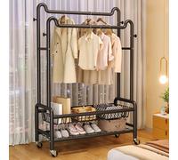 Nizer Portant à vêtements à double barre en métal polyvalent avec support à chaussures Montage facile Noir 120 cm Parfait pour la maison et le bureau