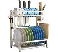 Nizer Rack de cuisine à 2 niveaux avec support sillet, bloc à couteaux et égouttoir à vaisselle - Solution de rangement peu encombrante pour les essentiels de cuisine