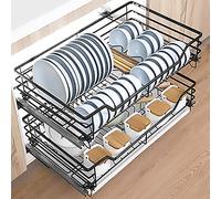 Nizer2Tier Armoire de cuisine en acier inoxydable 304 avec panier amovible et plateau de vidange SoftClose Guide Noir 79 cm Solution de rangement peu encombrante