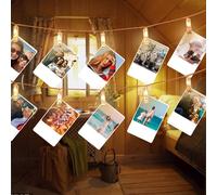 Nizirioo 10 Mètres Guirlande Lumineuse Guirlande Photo avec 60 Photo Clips, Alimenté par Batterie Guirlande Lumineuse Photo, Photo Clips String Lights, Clips Photo pour Décoration de Salon Noël