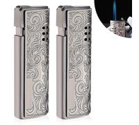 Nizirioo 2 pièces Briquet tempête Jet Flame à gaz rechargeable étanche au vent pour le camping (vente sans butane)