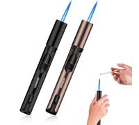 Nizirioo 2 Pièces Coffret Cadeau Briquet à Gaz Briquet Tempête : Long pour Bougies, Cuisine, Camping, Barbecue, (Vendu sans Gaz)