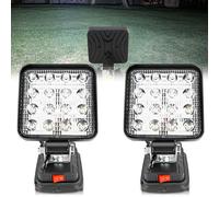 Nizirioo 2 Pièces Lampe de Chantier 18V, 27W LED Sans Fil, Portable Projecteur Exterieur pour Makita Camping, Urgence [Classe Energétique A+++]