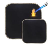 Nizirioo 2 pièces Tapis Ignifuge: 45 x 45 cm, 25 x 25 cm, Tapis Coupe-Feu, Tapis Barbecue Sol Exterieur, Feutre de Carbone Ignifuge Mat, pour Barbecue de Camping, Pelouse (Noir)