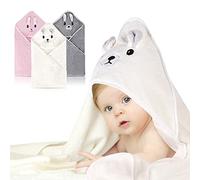 Nizirioo 3 Pcs Serviette à Capuche Bébé, Première Serviette Bébé avec Capuche 80 X 80 cm, Serviette de Bain à Capuche, Serviette Bébé Capuche Personnalisée, Serviette de Bain avec Capuche