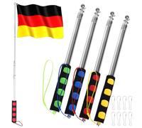 Nizirioo 4 Pièces Mât De Drapeau, Mât Télescopique Drapeau, Mât Telescopique, Mât De Drapeau en Acier Inoxydable avec 8 Pièces Crochets De Mât De Drapeau pour Les Voyages,Camping,Compétitions