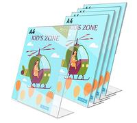 Nizirioo 5 Pièces Présentoir de Table A4 Acrylique Chevalet D'Affichage, Présentoir De Table Incliné, Transparent L-Standard Menu Dépliant Pour Menu, Fiches De Bureau, Publicité, Dépliant, Flyer