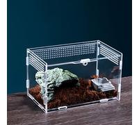 Nizirioo Acrylique Boîte D'alimentation D'insectes: 20cmx12cm x 12cm Boîte D'élevage De Reptiles, 360 ° Transparent Boite Portable Terrarium Insecte, Terrarium Phasme pour Animaux de Compagnie Rampant