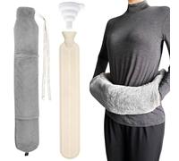 Nizirioo Bouillotte Longue, Grande Bouillotte 2L, Bouillotte Eau Chaude Longue Avec Housses Et Entonnoir En Silicone Sac À Eau Chaude En Peluche Pour Cou Et Épaule Abdomen Enfants 73 cm (Gris)