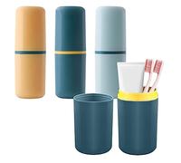 Nizirioo Brosse a Dent Plastique, 3 Pièces Gobelet à Dents Plastique, Réutilisable Incassable Flexible Portable Gobelet Brosse à Dent étui à Brosse à Dents pour Voyage, Famille, Camping, école