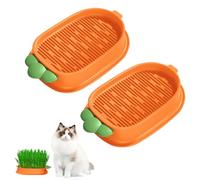 Nizirioo Carotte Plateau d'herbe à chat Kit de croissance : 2 pièces Boîte à herbe à chat hydroponique avec 10 sacs de semences, plastique confortable pour chat, bac à germes d'herbe à chat pour