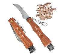 Nizirioo Couteau à Champignons avec Brosse Couteau Champignons avec RèGle Couteau de Poche Couteau Pliant Couteau Champignons en Acier Inoxydable Collecteur de Champignons Portable Avec Porte-CléS