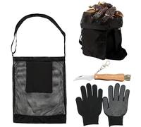 Nizirioo Couteau à Champignons Avec Brosse, Sac de Collecte, Gants 3 Pièces, Éponge Avec Règle - En Acier Inoxydable