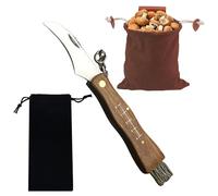 Nizirioo Couteau à Champignons Ensemble: Acier inoxydable Couteau à Champignons avec Brosse Règle Pochette de nylon, avec Sac de Cueillette de Champignons Couteau Pliant pour l'extérieur et Le Camping