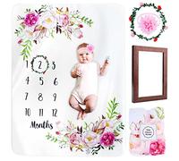 Nizirioo Couverture de Mois de Bébé, Unique, 130 cm x 100 cm, Polyester, Rose, À fleur, Confort, Chaude, Camping, Bébé