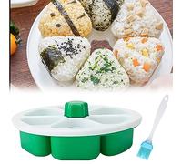 Nizirioo Ensemble de Sushi Triangulaire Onigiri Maker Antiadhésif Moule à Sushi Outils avec Brosse à Huile, 6 en 1 DIY Sushi Maker Forme pour la Maison, Restaurant, Camping Outil Japonais pour