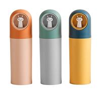 Nizirioo Étui de brosse à dents de voyage pour enfant - Lot de 3 étuis de brosse à dents - Étui portable - Caricature - En plastique - Pour le camping en plein air et les voyages, rose, vert et bleu,
