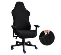 Nizirioo Housse de chaise de gaming - Noir - Extensible - Pour chaise de bureau - Pour ordinateur de jeu, bureau, course (noir)