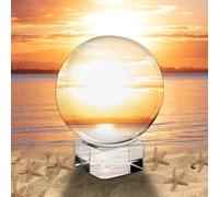 Nizirioo K9 Boule de Verre Cristalline de 80mm avec Support : Boule de Verre Claire pour la Photographie et la Voyance, Sphérique et Transparente