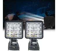 Nizirioo Lampe sans fil pour Makita : 2 projecteurs de chantier LED 18 V 27 W Lampe de travail sans fil avec 16 perles de lampe super lumineuses Lampe de chantier Lampe de poche pour travaux