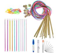 Nizirioo Lot de 12 crochets tunisiens avec accessoires : crochets tunisiens colorés avec corde, 2,0-8,0 mm, crochet tunisien en aluminium, outil de tricot pour tissage, couverture de bébé, taies