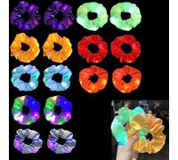 Nizirioo Lot de 16 chouchous lumineux à LED pour cheveux avec 3 modes de lumière qui brillent dans le noir - Pour femmes et filles