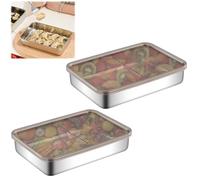 Nizirioo Lot de 2 boîtes de conservation en acier inoxydable : boîte à charcuterie avec couvercles hermétiques, boîte de conservation alimentaire pour viande, fromage, réutilisable, empilable en acier