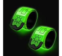 Nizirioo Lot de 2 bracelets LED rechargeables - Bracelet lumineux à LED - Unisexe - Pour le jogging, la course à pied, la course à pied (lumière verte)