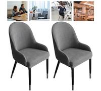 Nizirioo Lot de 2 housses de chaise avec accoudoir, extensibles, en jacquard, extensibles, pour chaises de salon, salle à manger, cuisine, gris clair