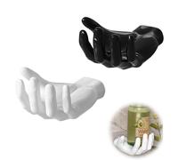 Nizirioo Lot de 2 supports muraux en forme de main : support mural main pour clés, crochets auto-adhésifs, crochets muraux, porte-savon, rangement mural pour clés, écouteurs (noir/blanc)