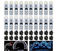 Nizirioo Lot de 20 ampoules LED T5 12 V CC avec culot à vis pour voiture, compteur de vitesse (bleu glacé + bleu)
