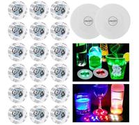 Nizirioo Lot de 20 Dessous de Verre LED Autocollants - 7 Couleurs pour Café, Thé, Bière