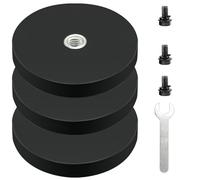 Nizirioo Lot de 3 Aimants en Néodyme Caoutchoutés - Grands et Puissants - Diamètre 88 mm - Avec Filetage Extérieur M6 et Clé Hexagonale - Force d'Adhérence 30 kg - À Visser