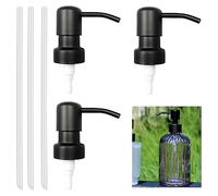 Nizirioo Lot de 3 têtes de pompe de distributeur de savon : pompe de rechange en acier inoxydable avec filetage de 28 mm, pompe de distributeur de savon avec tuyau de 15 cm de long, pompe à savon de