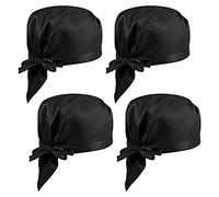 Nizirioo Lot de 4 Bonnets de Chef réglables pour Homme et Femme Noir, Noir, L