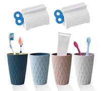 Nizirioo Lot de 4 gobelets à brosse à dents de qualité supérieure : gobelets réutilisables en plastique pour adultes, adolescents et enfants (450