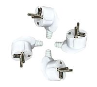 Nizirioo Lot de 4 prises Schuko : 230 V - Prise Schuko d'extérieur - Prise de contact avec embout de protection contre les torsions - Connecteur coudé extérieur - Résistant aux