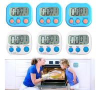 Nizirioo Lot de 6 chronomètres magnétiques 2 couleurs avec horloge numérique avec grand écran LCD silencieux pour cuisines, bureaux, sports (piles non incluses)