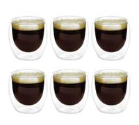 Nizirioo Lot De 6 Tasse À Café Double Paroi 80 Ml Tasse Expresso Tasses À Expresso En Verre Tasse En Verre Transparente Pour Latte, Macchiato, Cappuccino, Bière, Lait, Thé