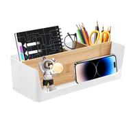 Nizirioo Organiseur de bureau avec 4 compartiments | Boîte de rangement transparente pour stylos, trombones et petites pièces | 27 x 11,5 x 8,5 cm | Matériau PP sans BPA | Organisation de bureau