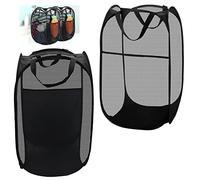 Nizirioo Panier à linge pliable en maille Panier de rangement : 2 pièces noir pop-up panier à linge pliable, panier de rangement seau de rangement rond compatible avec poignées, panier à linge pour