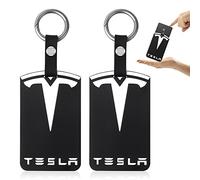 Nizirioo Porte-clés en silicone 2 pièces porte cartes de crédit avec clés intégrées, porte cartes de crédit pour accessoires Tesla Model 3, Noir, 10 * 6,6 cm