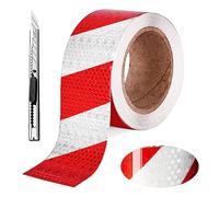 Nizirioo Ruban De Signalisation, Bande Réfléchissante Autocollante, 5cm X 25m Bande D'Avertissement Rouge Et Blanc Ruban Réfléchissant Ruban Avertisseur Haute Intensité Pour Intérieur Et Extérieur