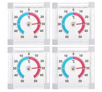 Nizirioo Thermomètre de fenêtre analogique transparent, autocollant, 4 pièces, thermo-gromètre, indicateur de pare-brise, échelle bicolore