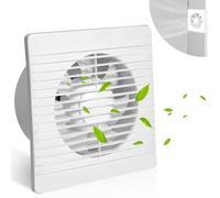 Nizirioo - Ventilateur mural pour salle de bain Ø 100 mm, ventilateur avec câble, montage mural, fonctionnement silencieux pour cuisine, WC, salle de bain, faible consommation d'énergie, couleur