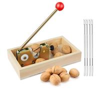 Nizodo NutCracker Casse-noix robuste avec base en bois réglable Pince à noix manuel pour tous les casse-noix Outil pour noix de pécan macadamia noisettes châtaignier Plus de 4 médiators inclus